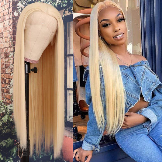 13*4 Top Swiss HD Lace 613 Blonde Full Frontal Wig | Silky Straight