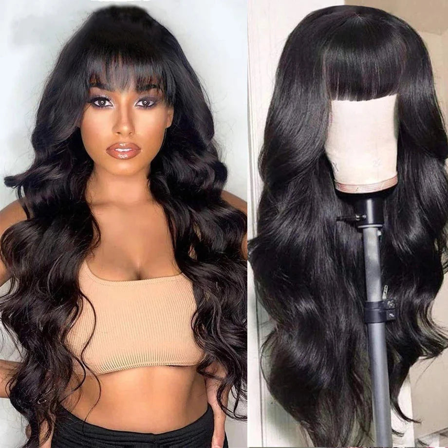 Body Wave With Bangs| 180% Density | No Glue Needed