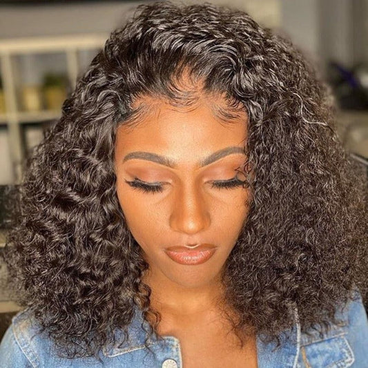 Undetectable 5x5 Glueless Top Swiss HD Lace Side Part Curly Bob Wig