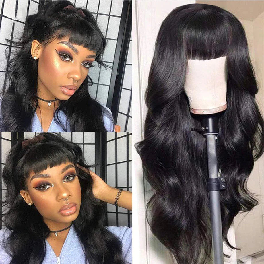 Body Wave With Bangs| 180% Density | No Glue Needed