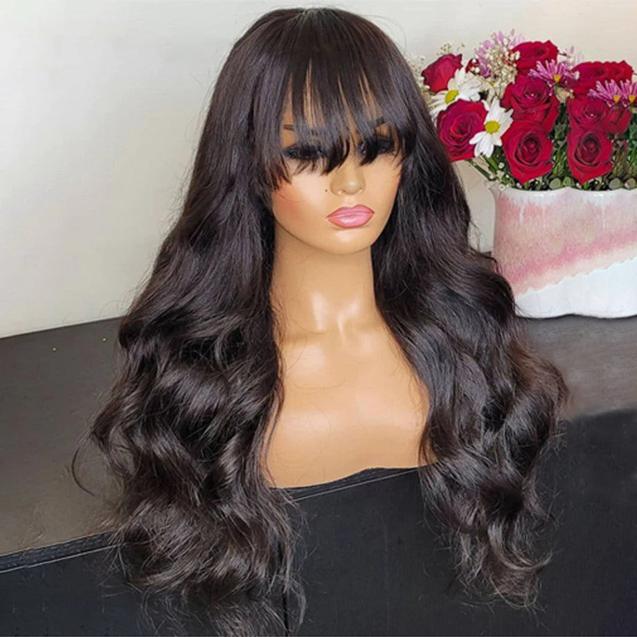 Body Wave With Bangs| 180% Density | No Glue Needed