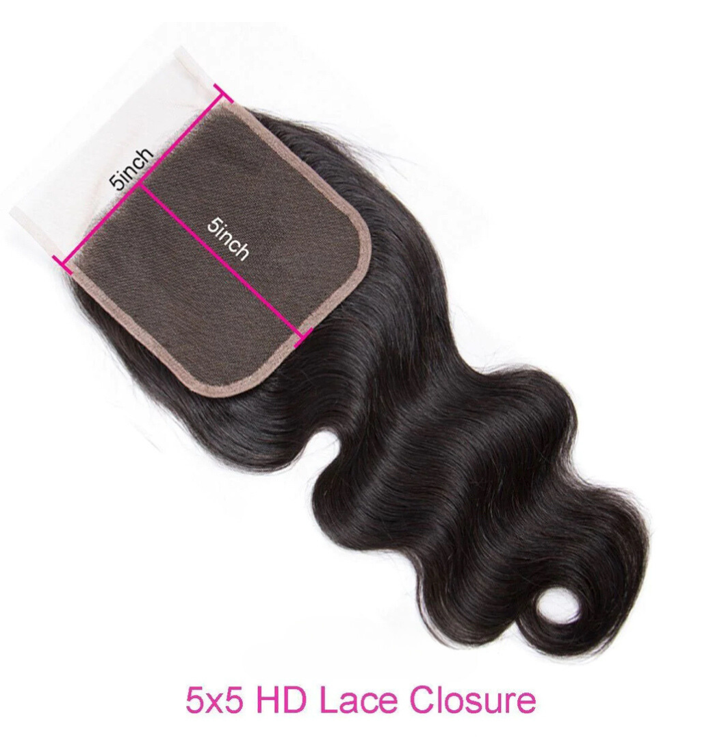 5*5 13*4 13*6 Top Swiss HD Lace Closure/Frontal with Clean hairline Clean Bleached Knots