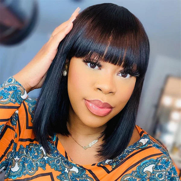 Luxury Vortex Style Straight Bob With Bang 10inch